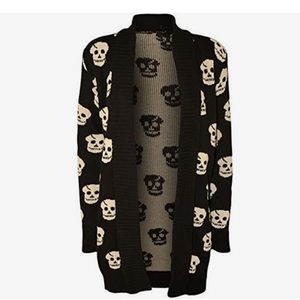 Infiniti-Skull knit cardigan-Black and cream skull print long sleeve OS=S/M NWT